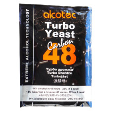 Сухі турбо дріжджі з активованим вугіллям Alcotec Carbon 48